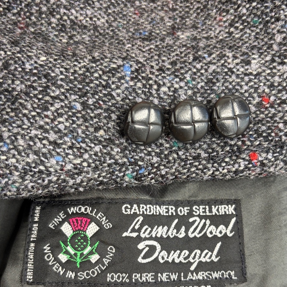 Vintage Donegeal Tweed Sport Coat Men 40L Gray Red Green Fleck Lambswool Blazer